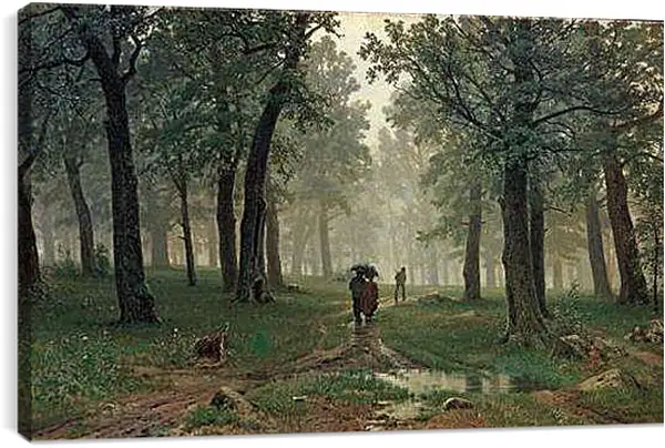 Постер на подрамнике - Дождь в дубовом лесу. Иван Шишкин