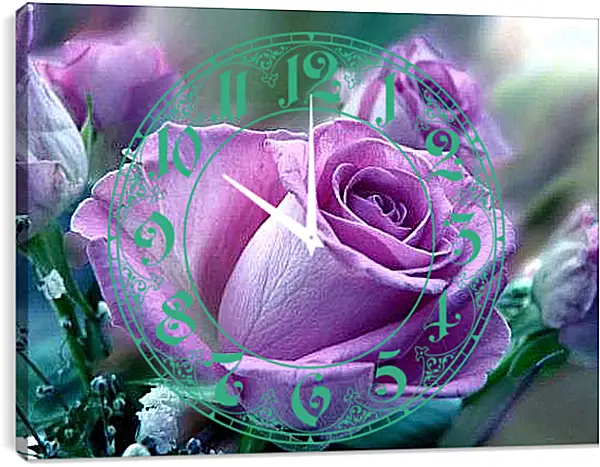 Часы картина - Сиреневая роза