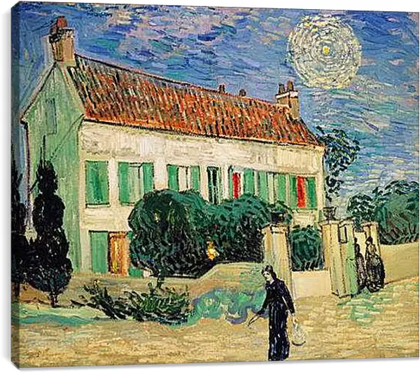 Постер на подрамнике - La maison blanche la nuit. Винсент Ван Гог