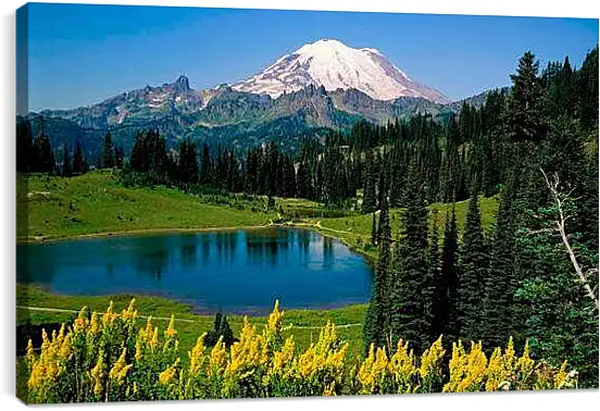 Постер на подрамнике - Горы и озеро