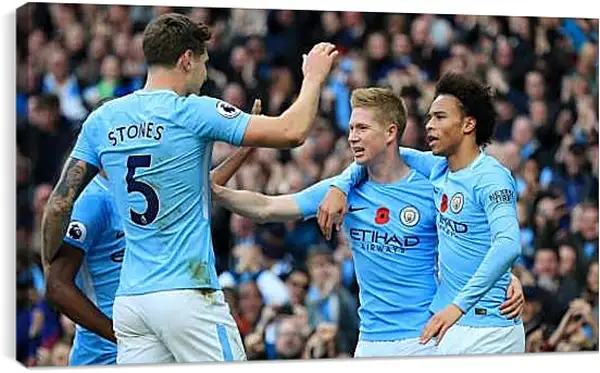 Постер на подрамнике - Празднование гола. Манчестер Сити. Manchester City