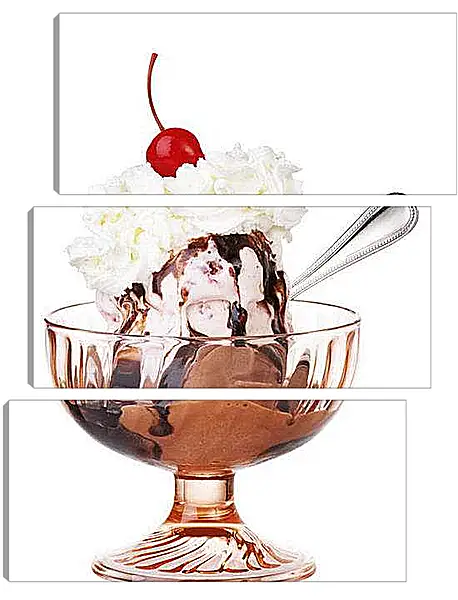 Модульная картина - Морожное со взбитыми сливками. Сладкое искушение.