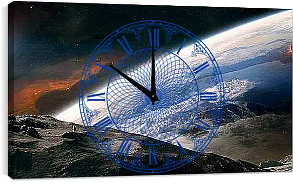 Часы картина - Вид на Землю с Луны