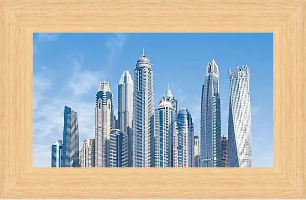 Картина в раме - Небоскрёбы под голубым небом. Дубай