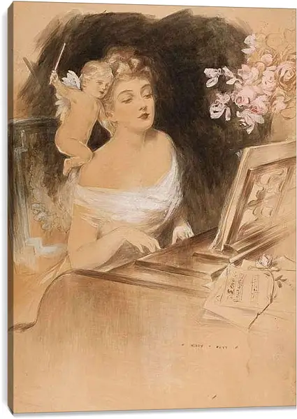 Постер на подрамнике - Пианистка и ангел