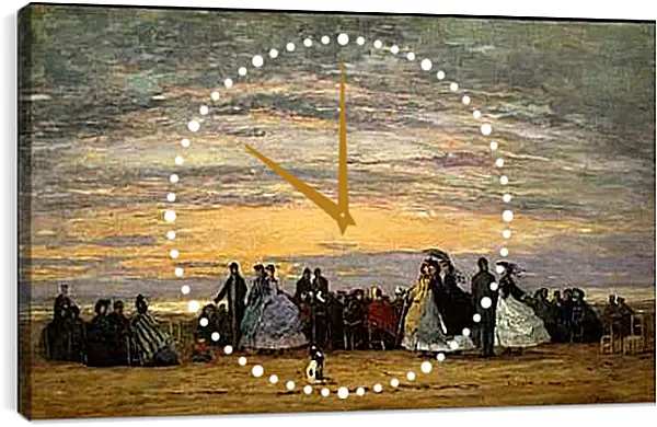 Часы картина - The Beach at Villerville. Эжен Буден