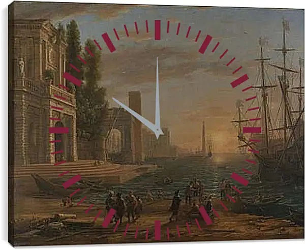 Часы картина - A Seaport. Клод Жозеф Верне