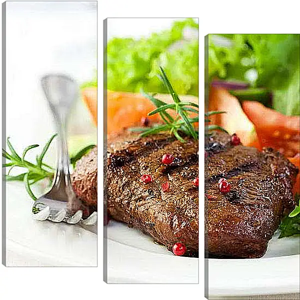 Модульная картина - Мясо на гриле. Аппетитный стейк.