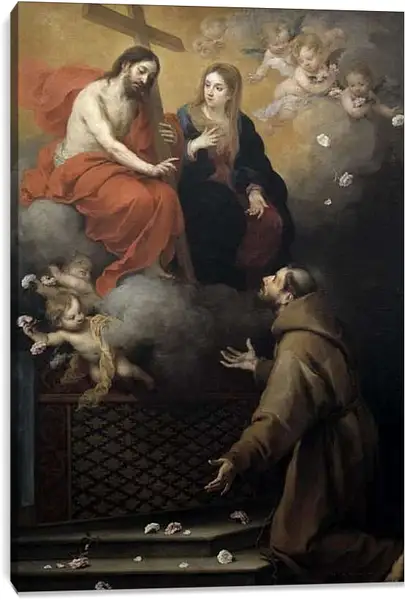 Постер на подрамнике - Видение Св. Франсиско в Порсиункуле. Бартоломе Эстебан Мурильо