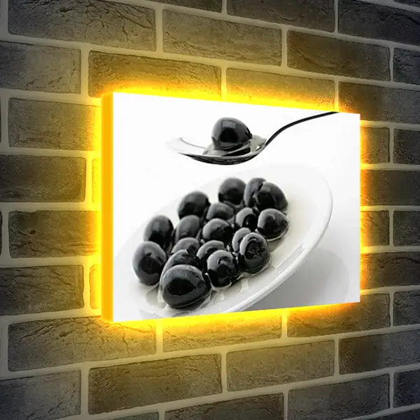 Лайтбокс световая панель - Маслины с косточками. Черные Оливки.