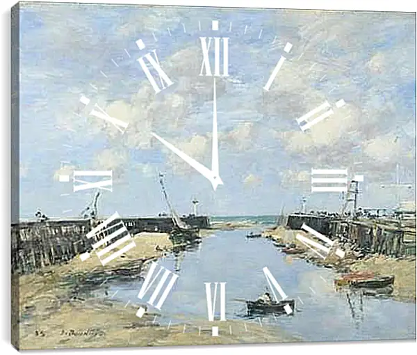 Часы картина - The Entrance to Trouville Harbour. Эжен Буден