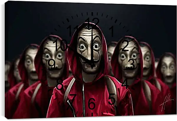 Часы картина - Бумажный дом. La casa de papel