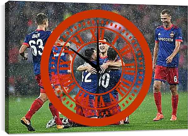 Часы картина - Празднование гола. ФК ЦСКА Москва. FC CSKA Moscow