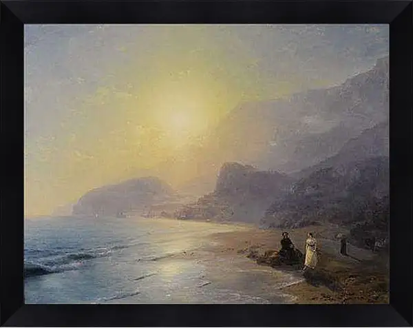 Картина в раме - Пушкин и графиня Раевская на берегу моря возле Гурзуфа и Партенита 1886г. Иван Айвазовский