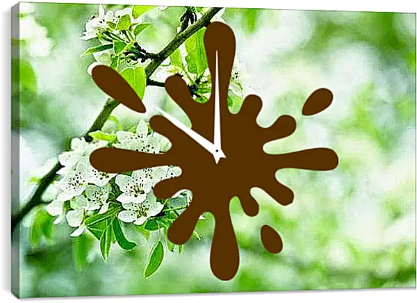 Часы картина - Деревья в цвету