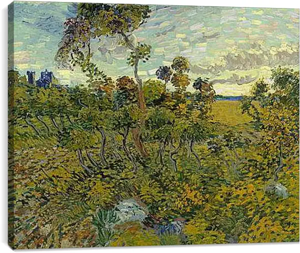 Постер на подрамнике - Zonsondergang bij Montmajour - закат на Монтмажур. Винсент Ван Гог