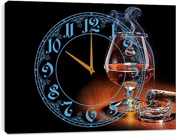 Часы картина - Коньяк и сигара. Вечерние Ароматы.