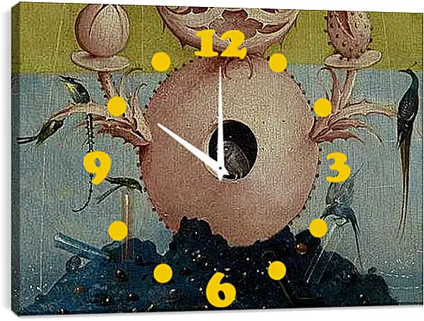 Часы картина - Fountain Of Life with owl. Иероним Босх