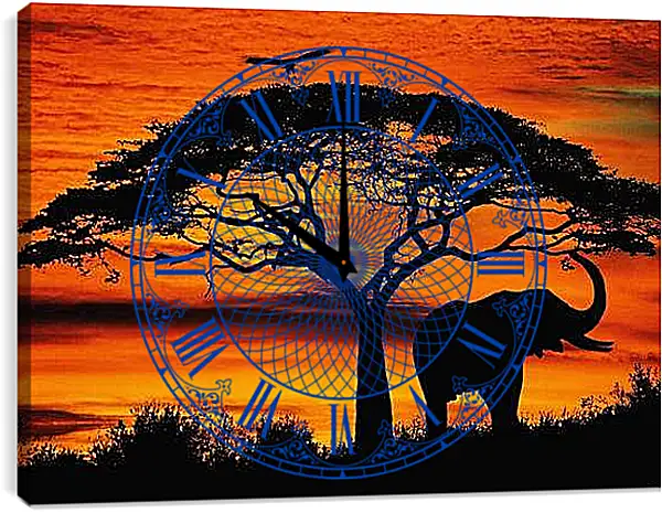 Часы картина - Африка. Закат