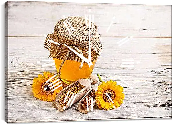Часы картина - Мед и цветочки. Солнечный нектар.