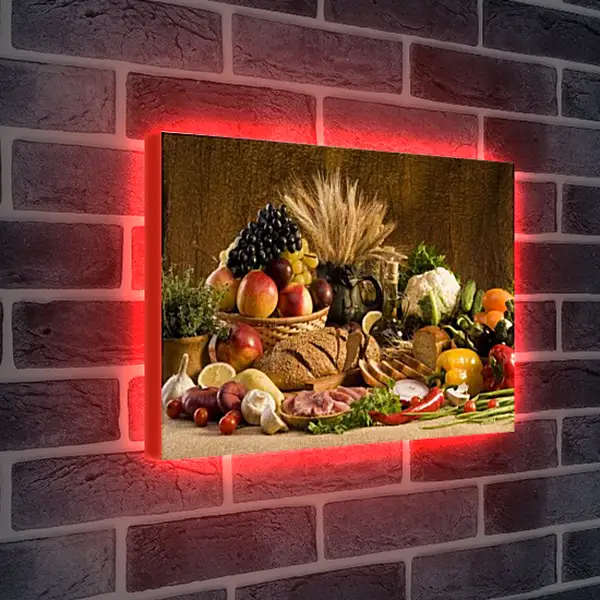 Лайтбокс световая панель - Стол с едой. Изобилие урожая.