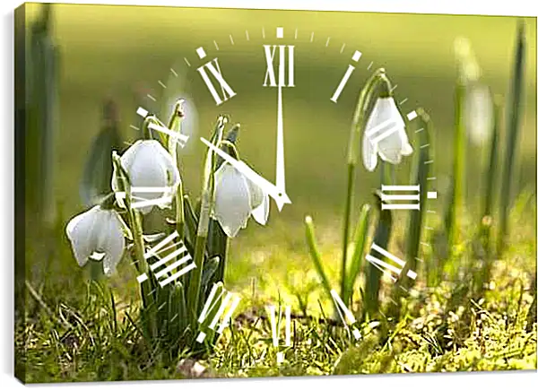 Часы картина - Подснежники