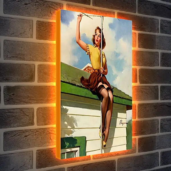 Лайтбокс световая панель - Девушка ремонтирует антенну