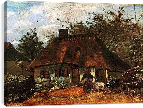 Постер на подрамнике - Cottage and Woman with Goat. Винсент Ван Гог