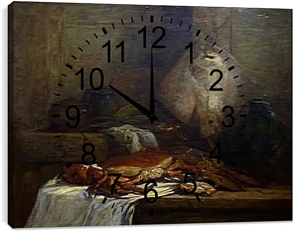 Часы картина - Nature morte a la raie. Эжен Буден