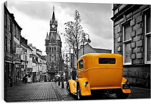 Постер на подрамнике - Лондон. Жёлтое авто.