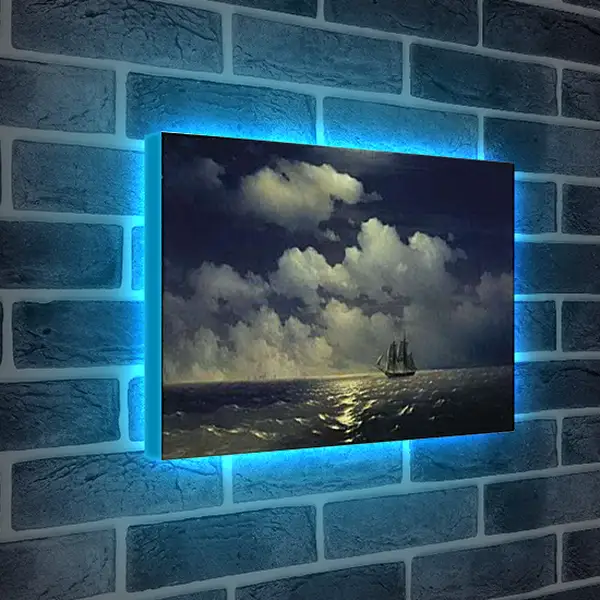 Лайтбокс световая панель - Бриг Меркурий после победы над двумя турецкими судами встречается с русской эскадрой. Иван Айвазовский