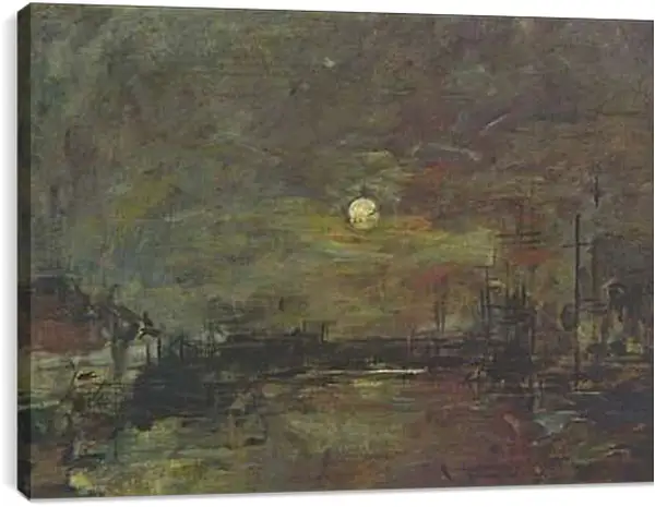 Постер на подрамнике - Abenddammerung uber dem Hafen von Le Havre. Эжен Буден