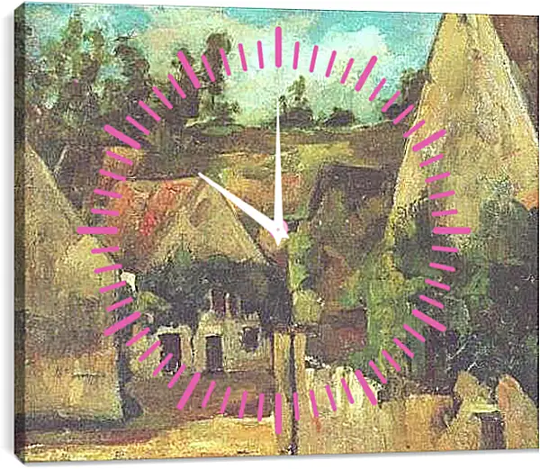 Часы картина - Carrefour de la rue Remy a Auvers-sur-Oise. Поль Сезанн