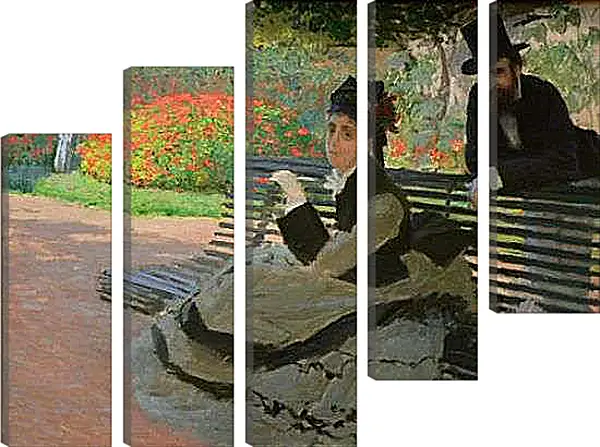 Модульная картина - Camille Monet on a Garden Bench. Клод Моне