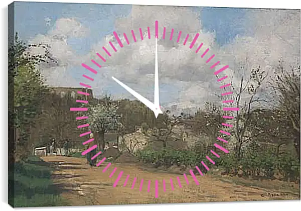 Часы картина - View from Louveciennes. Камиль Писсарро