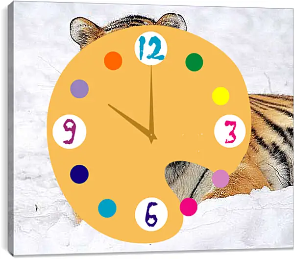 Часы картина - Бенгальский тигр в снегу