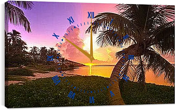 Часы картина - Закат на Гаити