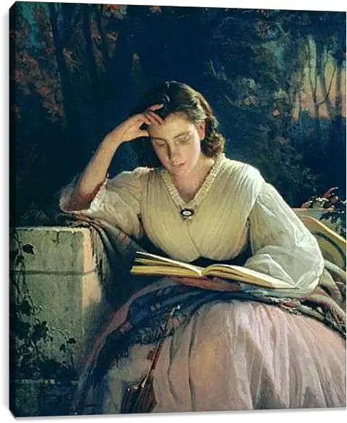 Постер на подрамнике - За чтением. Иван Николаевич Крамской