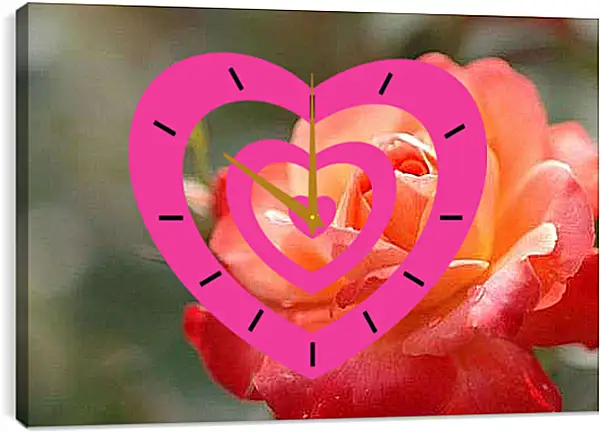 Часы картина - Красно-орнжевая роза