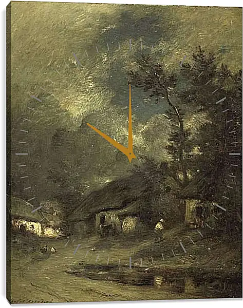 Часы картина - Деревня ночью. Жюль Дюпре