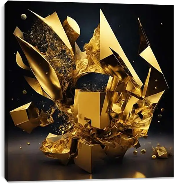 Постер на подрамнике - Абстракция фигуры в золотом цвете