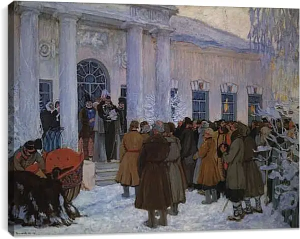 Постер на подрамнике - Чтение манифеста. Борис Кустодиев