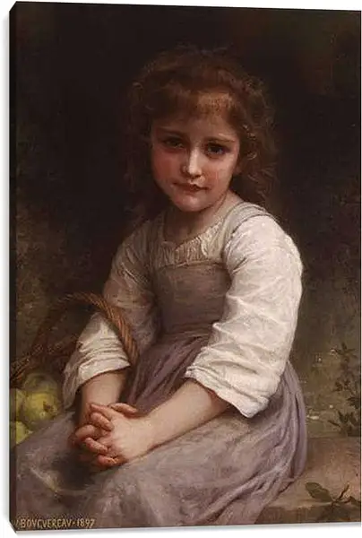 Постер на подрамнике - Les Pommes. Девочка с корзиной яблок. Адольф Вильям Бугро