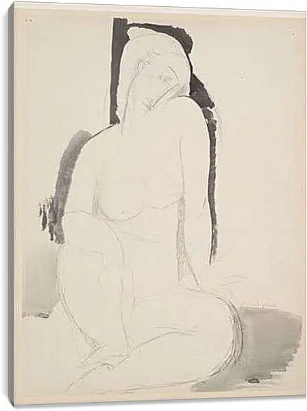 Постер на подрамнике - Seated Nude. Сидящая обнаженная. Амедео Модильяни