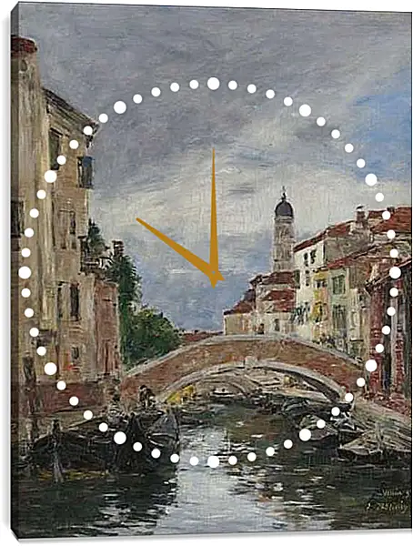 Часы картина - Small Channel in Venice, 1895. Эжен Буден