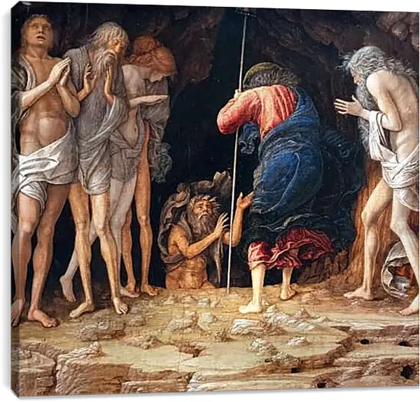 Постер на подрамнике - Христос выводит из ада души праведников. Андреа Мантенья