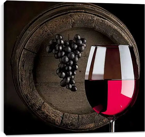 Постер на подрамнике - Бочонок вина. Винная симфония.