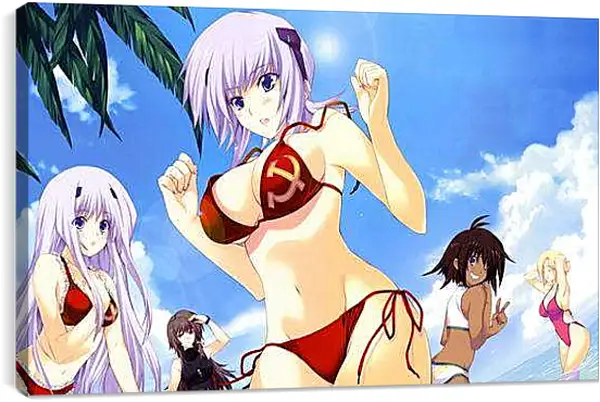 Постер на подрамнике - Девчонки на пляже