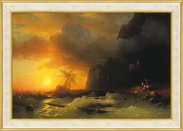 Картина в раме - Кораблекрушение у горы Афон. Иван Айвазовский