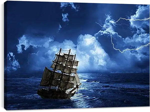 Постер на подрамнике - Корабль во время шторма